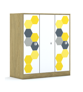 Szafa Blox Hex Yellow Grey 110 3PP 3F3 1049x466x1165 korpus biały/3x front biały