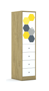 Szafa Blox Hex Yellow Grey 40 4P 1F2 4S 363x466x1517 korpus biały/1x front biały i 4x szuflada biała