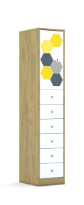 Szafa Blox Hex Yellow Grey 40 5P 1F2 6S 363x466x1869 korpus biały/1x front biały i 6x szuflada biały