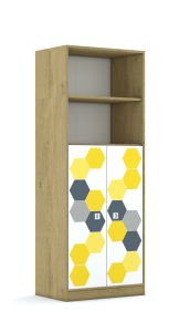 Szafa Blox Hex Yellow Grey 70 5P 2F3 706x466x1869 korpus szary/2x front biały
