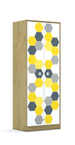 Szafa Blox Hex Yellow Grey 70 5P 2F5 706x466x1869 korpus szary/2x front biały