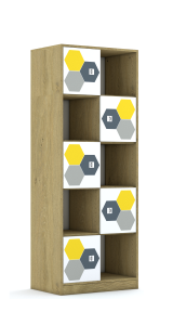 Regał Blox Hex Yellow Grey 70 5PP 5F1 706x466x1869 korpus biały/5x front biały