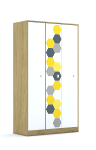 Szafa Blox Hex Yellow Grey 110 5PP 3F5 1049x466x1869 korpus biały/3x front biały