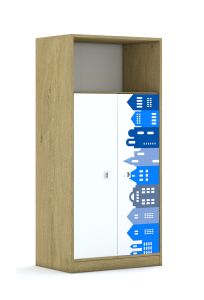 Regał Blox Houses 70 4P 2F3 706x466x1517 korpus szary/2x front biały