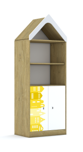 Regał Blox Houses 70 4P 2F2 z daszkiem 706x466x1927 korpus biały/2x front biały