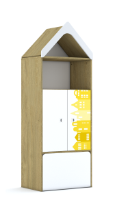 Regał Blox Houses 70 4P 2F2 ze skrzynią i daszkiem 706x466x1927 korpus szary/2x front biały