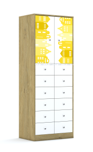 Szafa Blox Houses 70 5PP 2F2 12SB 706x466x1869 korpus biały/2x front biały i 12x szuflada biała