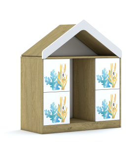 Regał na pojemniki Blox Ocean 110 2PG 4F1 z daszkiem 1049x466x1223 korpus szary/4x front biały