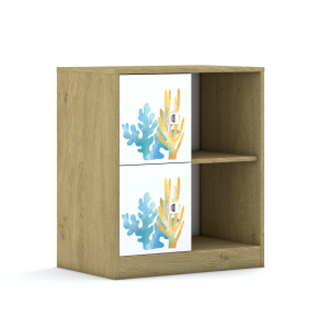 Regał Blox Ocean 70 2PP 2F1 706x466x813 korpus dąb/2x front biały - wariant 3