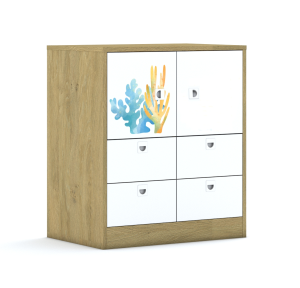 Regał Blox Ocean 70 2PP 2F1 4SB 706x466x813 korpus szary/2x front i 4x szuflada biała