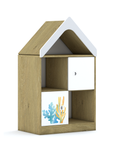 Regał Blox Ocean 70 2PP 2F1 z daszkiem 706x466x1223 korpus dąb/2x front biały - wariant 1