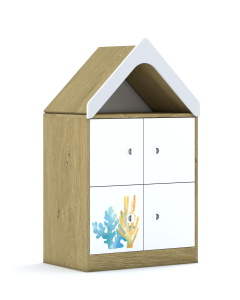 Szafa Blox Ocean 70 2PP 4F1 z daszkiem 706x466x1223 korpus dąb/4x front biały