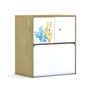 Regał Blox Ocean 70 2PP 2F1 ze skrzynią 706x466x813 korpus dąb/2x front biały