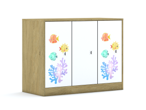 Szafa Blox Ocean 110 2PP 3F2 1049x466x813 korpus dąb/3x front biały