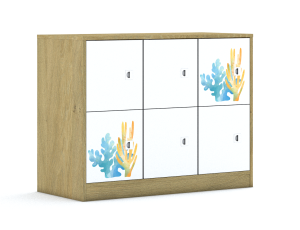 Szafa Blox Ocean 110 2PP 6F1 1049x466x813 korpus szary/6x front biały