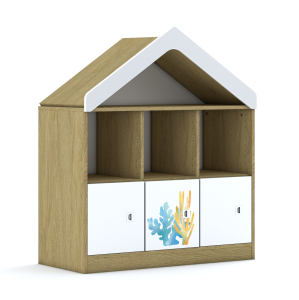 Regał Blox Ocean 110 2PP 3F1 z daszkiem 1049x466x1223 korpus biały/3x front biały