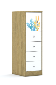 Regał Blox Ocean 40 3P 1F1 4S 363x466x1165 korpus szary/1x front i 4x szuflada biała
