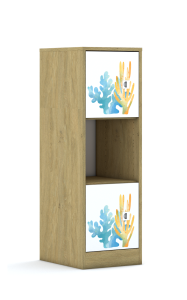 Regał Blox Ocean 40 3P 2F1 363x466x1165 korpus dąb/2x front biały - wariant 2