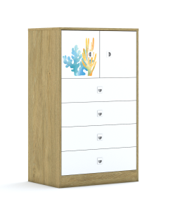 Regał Blox Ocean 70 3P 2F1 4S 706x466x1165 korpus szary/2x front i 4x szuflada biała