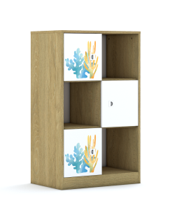 Regał Blox Ocean 70 3PP 3F1 706x466x1165 korpus szary/3x front biały - wariant 1