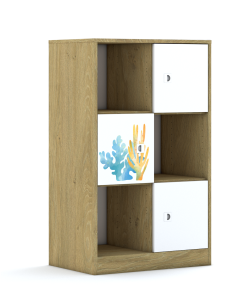 Regał Blox Ocean 70 3PP 3F1 706x466x1165 korpus szary/3x front biały - wariant 2