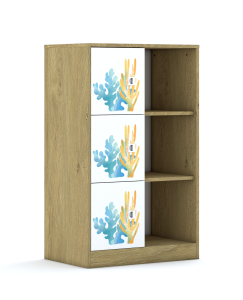 Regał Blox Ocean 70 3PP 3F1 706x466x1165 korpus szary/3x front biały - wariant 3