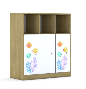 Regał Blox Ocean 110 3PP 3F2 1049x466x1165 korpus dąb/3x front biały