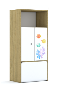 Regał Blox Ocean 70 4P 2F2 ze skrzynią 706x466x1517 korpus szary/2x front biały