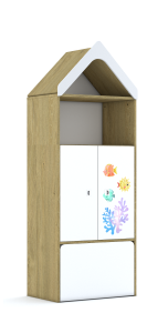 Regał Blox Ocean 70 4P 2F2 ze skrzynią i daszkiem 706x466x1927 korpus biały/2x front biały