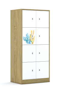 Szafa Blox Ocean 70 4PP 8F1 706x466x1517 korpus dąb/8x front biały