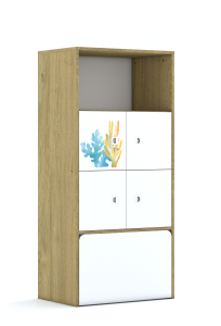 Regał Blox Ocean 70 4PP 4F1 ze skrzynią 706x466x1517 korpus szary/4x front biały