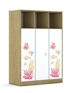 Regał Blox Ocean 110 4PP 3F3 1049x466x1517 korpus dąb/3x front biały