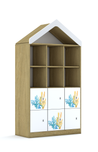 Regał Blox Ocean 110 4PP 6F1 z daszkiem 1049x466x1927 korpus biały/6x front biały