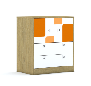 Regał Blox Pastel 70 2PP 2F1 4SB 706x466x813 korpus dąb/2x front i 4x szuflada biała
