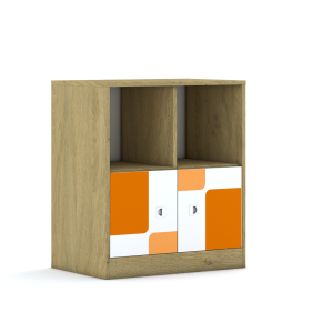 Regał Blox Pastel 70 2PP 2F1 706x466x813 korpus szary/2x front biały - wariant 1