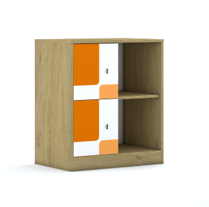 Regał Blox Pastel 70 2PP 2F1 706x466x813 korpus dąb/2x front biały - wariant 2