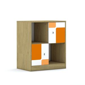 Regał Blox Pastel 70 2PP 2F1 706x466x813 korpus dąb/2x front biały - wariant 4