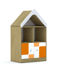 Regał Blox Pastel 70 2PP 2F1 z daszkiem 706x466x1223 korpus dąb/2x front biały - wariant 1