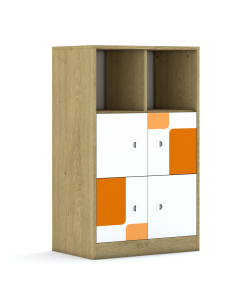 Regał Blox Pastel 70 3PP 4F1 706x466x1165 korpus szary/4x front biały