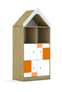 Regał Blox Pastel 70 3PP 4F1 z daszkiem 706x466x1575 korpus szary/4x front biały