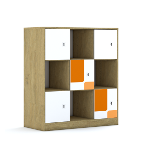 Regał Blox Pastel 110 3PP 5F1 1049x466x1165 korpus dąb/5x front biały