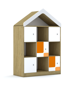 Regał Blox Pastel 110 3PP 5F1 z daszkiem 1049x466x1575 korpus szary/5x front biały