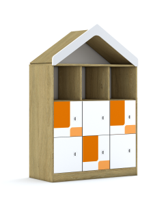Regał Blox Pastel 110 3PP 6F1 z daszkiem 1049x466x1575 korpus szary/6x front biały