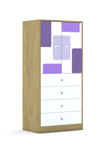 Regał Blox Pastel 70 4P 2F2 4S 706x466x1517 korpus dąb/2x front i 4x szuflada biała
