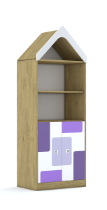 Regał Blox Pastel 70 4P 2F2 z daszkiem 706x466x1927 korpus szary/2x front biały