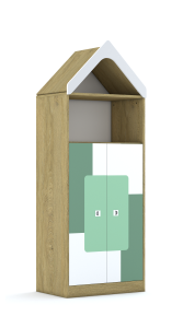 Regał Blox Pastel 70 4P 2F3 z daszkiem 706x466x1927 korpus dąb/2x front biały