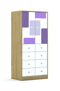 Regał Blox Pastel 70 4PP 2F2 8SB 706x466x1517 korpus szary/2x front i 8x szuflada biała