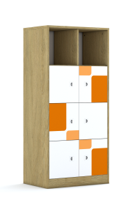 Regał Blox Pastel 70 4PP 6F1 706x466x1517 korpus szary/6x front biały