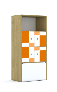 Regał Blox Pastel 70 4PP 4F1 ze skrzynią 706x466x1517 korpus biały/4x front biały