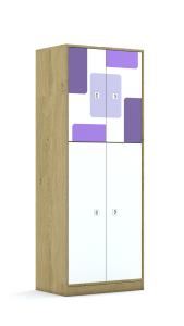 Szafa Blox Pastel 70 5PP 2F3/2F2 706x466x1869 korpus dąb/4x front biały